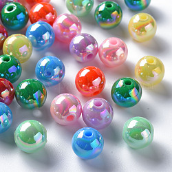 Opake Legierung Perlen, ab Farbe plattiert, Runde, Mischfarbe, 10x9 mm, Bohrung: 2 mm, ca. 940 Stk. / 500 g