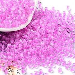 Grano de cristal, dentro de los colores, agujero redondo, redondo, orquídea, 4x3mm, agujero: 1.4 mm, 7650 unidades / libra