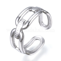 304 anneau de manchette ouvert ovale en acier inoxydable, anneau creux pour femme, couleur inoxydable, nous taille 7 (17.3 mm)