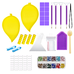 DIY Diamond Painting Tools Kit, including 3Pcs Trays, 10Pcs Glue Clays, 4Pcs Pens, 1Pc Tweezer, 2Pc Clips, 4Pc Pen Grips, 1Pc Scraper, 10Pcs Bags, 1Pc Spoon, 1 Sheet Sticker, 1Pc 12-grids Box, Purple, Tray: 166x85mm