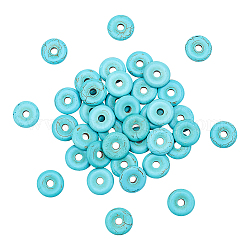 Nbeads environ 50 breloque en forme de donut naturel., Pendentifs en forme de beignet turquoise synthétique, perles rondes et plates de 20mm, breloques en pierre naturelle pour la fabrication de bijoux, Trou: 5mm
