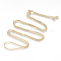 Verstellbare Messing Halskette machen, Mit kubischen Zirkonia & Dia Extender Ketten, Box-Ketten, echtes 16k vergoldet, 33.07 Zoll (84 cm)