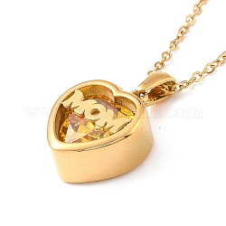 Collier maman pour cadeau fête des mères anniversaire, collier pendentif coeur en zircone cubique, 304 collier en acier inoxydable, or, or, 17.72 pouce (45 cm)