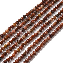 Chapelets de perles en jaspe arc-en-ciel rouge, ronde, facette, 3.5~4x3.5mm, Trou: 0.6mm, Environ 107~109 pcs/chapelet, 14.96 pouce (38 cm)