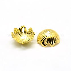 Brass Flower Bead Caps, Golden, 10x4mm, Hole: 1mm