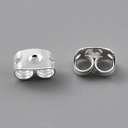 Латунные фрикционные ушные гайки, серьги для серьги-гвоздики, с 3 отверстия, 925 серебро покрытием, 6x4.5x3.5 мм, отверстие : 1 мм