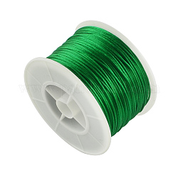 Fil de nylon ronde, corde de satin de rattail, pour création de noeud chinois, verte, 1mm, 100 yards / rouleau