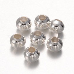 Perlas de espaciador de hierro, redondo, plata, 8mm, agujero: 2.5~3 mm