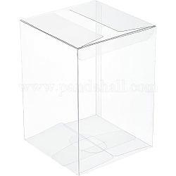 Benecreat 15 Uds rectángulo de plástico transparente caja de pvc embalaje de regalo, caja plegable impermeable, para juguetes y moldes, Claro, caja: 10x10x14.2 cm, 15 pcs