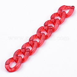 Cadenas de bordillo de acrílico transparente hechas a mano, sin soldar, rojo, 39.37 pulgada (100 cm), link: 23x17x4.5 mm, 1 m / cadena