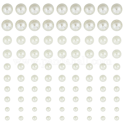 Cabochon di perle imitazione plastica ABS Gorgecraft, autoadesiva, mezzo tondo, bianco crema, 4~10mm, carta: 10x20 cm