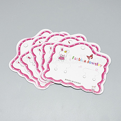 Karton Haar Krawatte Display-Karten, mit Kaninchen und Schmetterlingsmuster, neon rosa , 8x8.6 cm