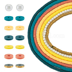 DIY Schmuckherstellung Finding Kit, einschließlich Polymer-Ton-Scheibe und runden Perlen aus synthetischem Hämatit und Glasperlen, Mischfarbe, 3735~4220 Stück / Beutel