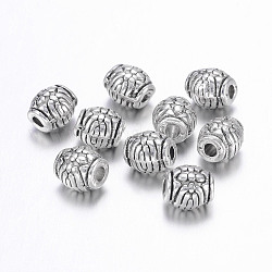 Tibetan Style Alloy Beads, Lead Free & Nickel Free & Cadmium Free, Drum, Antique Silver, about 6mm in diameter, 6mm thick, hole: 2mm