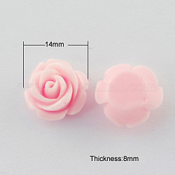 Harz Cabochons, Blume, Perle rosa, 14x8 mm