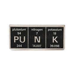 Alfileres de esmalte de elementos químicos, Broches de aleación en tono platino para ropa de mochila., negro, 14x31x1.5mm