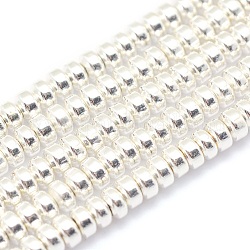 Chapelets de perles en hématite synthétique sans magnétiques, AA grade, Plaqué longue durée, rondelle, Plaqué Argent, 3x2mm, Trou: 0.8mm, Environ 223 pcs/chapelet, 15.7 pouce (40 cm)