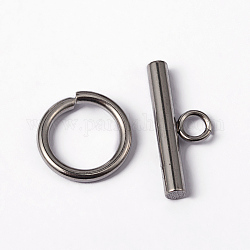 304 Edelstahl-Toggle-Haken, Edelstahl Farbe, Ring: 15x2 mm, Bar: 21x9x3 mm, Bohrung: 4 mm