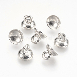 Bails pendenti con cappuccio in plastica, per ciondoli con coperchio a bolle di globo, platino, 7x8mm, Foro: 2 mm