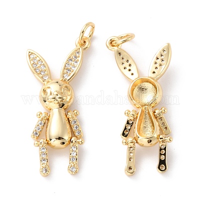 Кулон из латуни с прозрачным кубическим цирконием ZIRC-Z018-22G-1