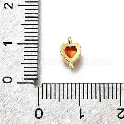 Подвески-соединители из латуни с кубическим цирконием в форме сердца KK-P295-34G-01-1