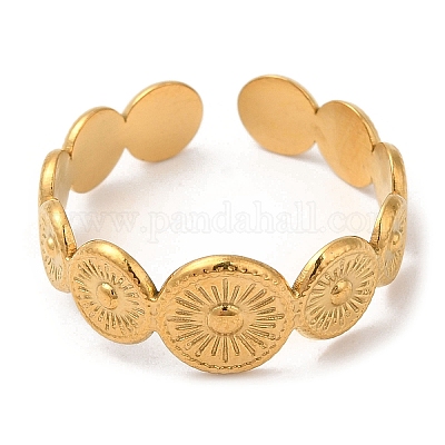 Открытое манжетное кольцо из нержавеющей стали 304 RJEW-K248-03G-1