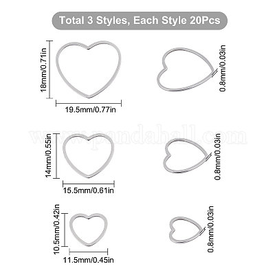 60 шт. 3-х стильное соединительное кольцо из нержавеющей стали 304 STAS-SC0004-19-1