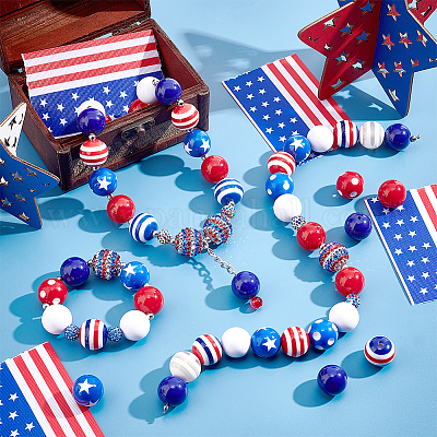 1 набор акриловых круглых бусин смешанного стиля SACR-PH0001-52F-1