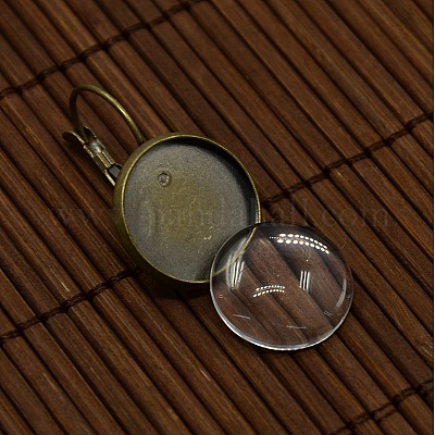 Прозрачная стеклянная крышка кабошона с куполом и латунные рычажные серьги DIY-X0160-AB-NR-1