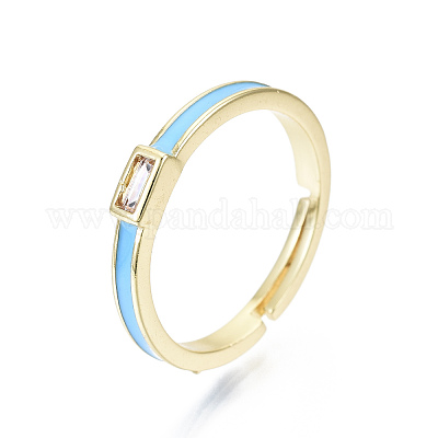 Регулируемые латунные кольца с прозрачным кубическим цирконием RJEW-T016-03G-NF-1