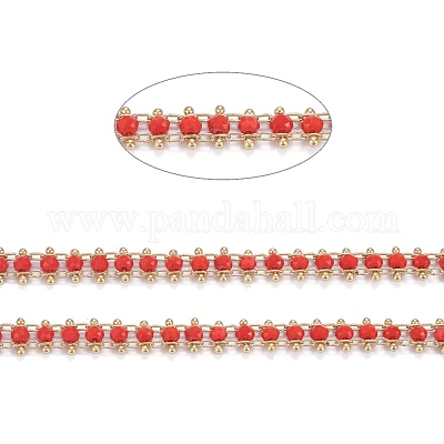 Латунные граненые стеклянные цепочки ручной работы из бисера CHC-F012-04A-1