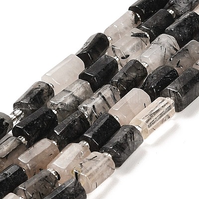 Нити бусин из натурального черного рутилированного кварца G-G068-A32-01-1