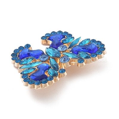 Броши-бабочки из сплава со стразами JEWB-E041-06KCG-02-1