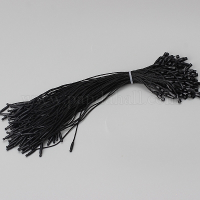 ポリエステルスナップロックハングタグストリング  面ファスナーフックタイ  ブラック  20x0.28cm&nbsp;PW-WG51117-02-1