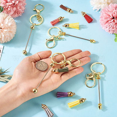 Наборы для самостоятельного изготовления брелоков из сплава и алюминиевого сплава с бусинами DIY-TA0012-43G-1