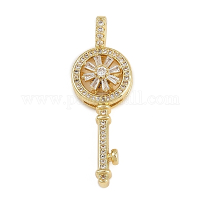 Латунные микропаве прозрачные подвески с фианитом KK-D409-21G-1