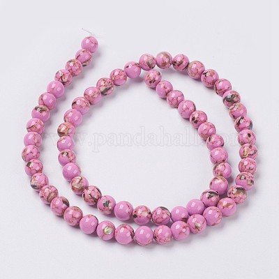 Морские раковины и синтетические бирюзовые нити из бисера в сборе G-G758-05-6mm-1