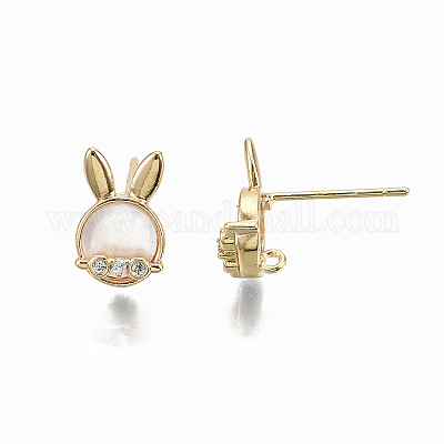 Серьги-гвоздики с микропрозрачным кубическим цирконием из латуни KK-R114-02-NF-1