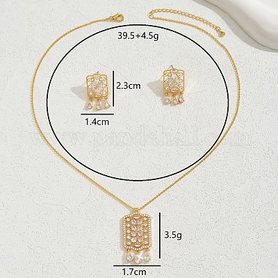 Элегантный и простой комплект серег и ожерелья с подвеской из 18-каратного золота с цветочным принтом YL8546-1-1