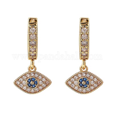 Разноцветные серьги-кольца с кубическим цирконием для защиты от сглаза EJEW-SW00007-03-1