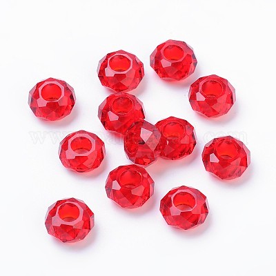 Red Series Rondelle Large Hole Beads for European Bracelet Charms