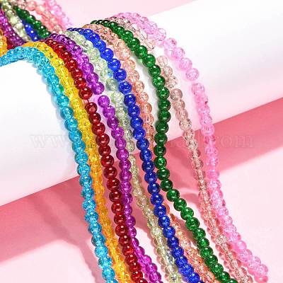 Разноцветные стеклянные бусины кракле GGC4mm-1