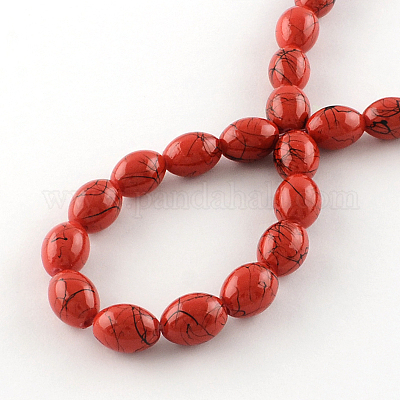 Строковые стеклянные бусины с обжиговой росписью в нитях GLAD-S080-8x11-83-1