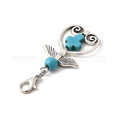 7 шт. подвеска в виде ангела из синтетической бирюзы HJEW-JM03461-1