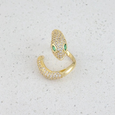 Открытые манжеты из латуни с микропаве и прозрачным фианитом&nbsp;LS-RJEW-R022-01G-1