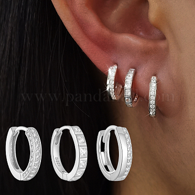 3 шт. элегантные серьги-кольца из стерлингового серебра с 925 прозрачными кубическими цирконами ZA0253-2-1