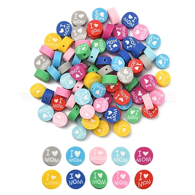 100шт 10 цвета бусины из полимерной глины ручной работы CLAY-YW0001-64-1