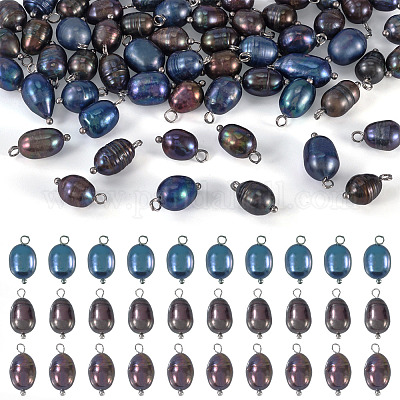 60 шт. 3 стиля окрашенных натуральных культивированных пресноводных жемчуга рисовые подвески PALLOY-CW00005-1
