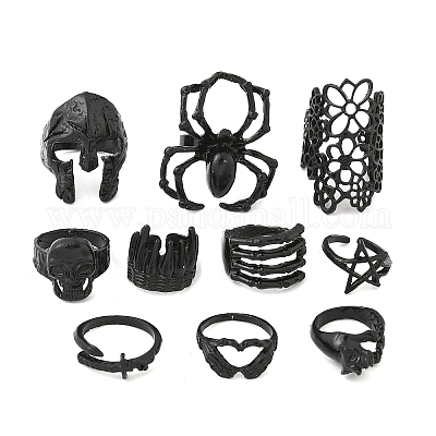 10 комплект из 7~38 регулируемого кольца-манжеты из сплава для Хэллоуина RJEW-L131-01EB-1