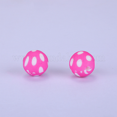 Круглые силиконовые бусины с принтом SI-JX0056A-49-1